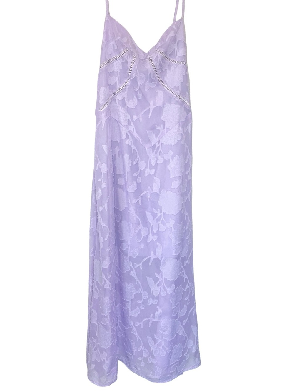 Lavender Floral Jacquard Lace Up Back Midi Dress Wedding Guest M
